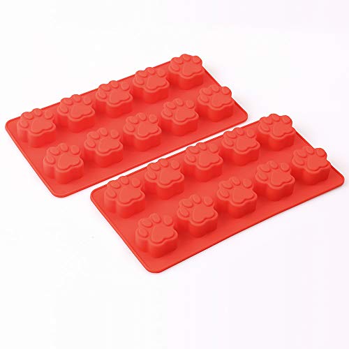 Cozihom Dog Paw Shaped Silicone Molds, 10 Cavity, Food Grade, FDA Approved, BPA Free for Chocolate, Candy, Cake, Pudding, Jelly. 4 Pcs