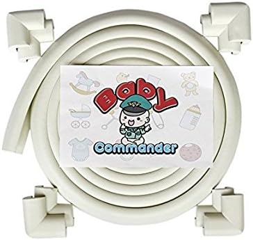 Baby Commander 20.4ft [18ft Edge+8 Corners] Safe Edge and Corner Guard Foam Cushion - EXTRA SOFTNESS - Cream White | Baby Proof Table Furniture Edge Protector; Home Safety Childproofing Edge Bumper