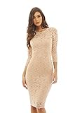 AX Paris Women's Crochet Bodycon Midi Dress(Nude, Size:4)