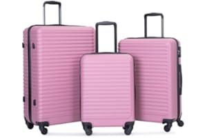 Travelhouse suitcase Hardshell Luggage Set: Lightweight Carry-On with Silent Airplane Spinner Wheels, TSA Lock and Cool Rolling Design (pink)