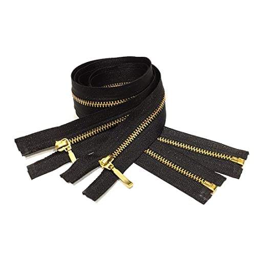 Units/Open Metal Zippers, Available in Maya 3# and 5#, Zipper for Sewing, Black, Gold, Measurements, for Sewing on Clothes (3# 40cm 2u, 999)