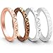 ThunderFit Thin Silicone Wedding Rings for Women, Triangle Diamond Stackable Bands 2.5mm Wide 2mm Thick - 1/4/8/12/16 Variety Multipack (Rose Gold, Silver, Bronze, White - Size 3.5-4 (14.9mm)