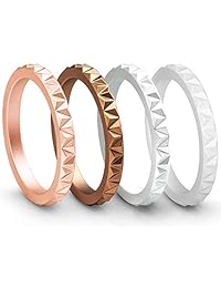 ThunderFit - Anillos apilables de silicona para mujer, 4 unidades