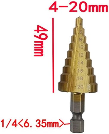 QST Metric Spiral Flute Step HSS Steel 4241 Cone Titanium Coated Drill Bits Tool Set Hole Cutter 4-20mm