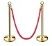New Star Foodservice 54750 Red Velvet Stanchion Rope with Gold Color Plated Hooks, 79.5-Inch, Set of 2