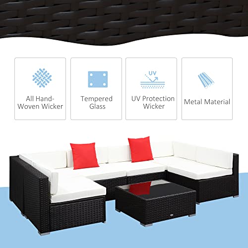 Outsunny 7Piece Outdoor Wicker Patio Sofa Set, Modern Rattan