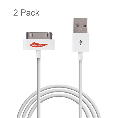 [Apple MFi Certified] 2 Pack 2 PCS 3 feet 30 Pin to USB Sync and Charge Data Dock Cable Cord for Apple iPhone 4, iPhone 4s iPhone 3G/ iPad 1 iPad 2, iPad 3 / iPod 1, iPod 2, iPod 3, iPod 4, iPod 5, iPod 6 iPod Nano iPod Touch[ White ]