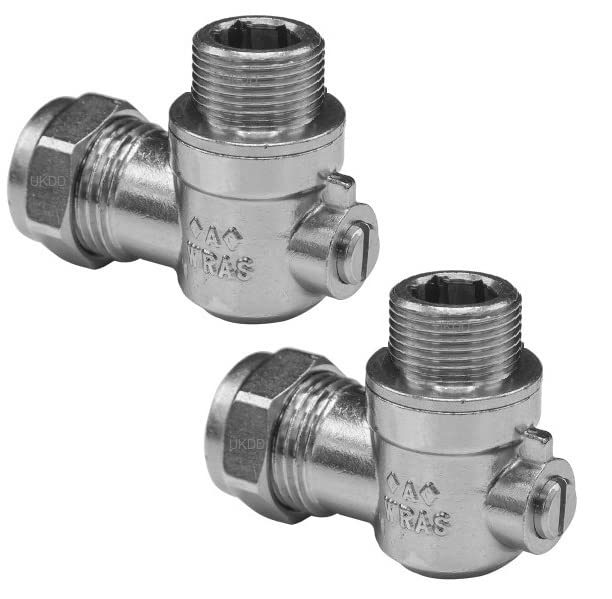 UKDD® 15mm x 1/2" Male Threaded Flat Faced Isolation Ball o fix Angle Valves for 1/2" Flexible Tap Connector (Pair)