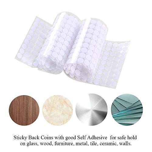 Self Adhesive Dots Tapes FJSM 450 Pairs Sticky Back Coins Adhesive Hook and Loop Fasteners Double Sided Self Adhesive Dots Coins for Home Office School Picture White