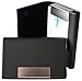 K.DESIGNS Business card case - made from artificial leather, brushed stainless steel, magnetic catch, business card holder, business card box (Black)