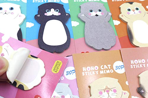 Cute Cartoon Cat Sticky Notes Kitten Self-Stick Note Memo Pad Sets Gift for Cat Lovers Kids Students,Pack of 8 - Thumbnail 5