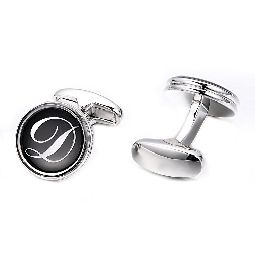 Merit Ocean Mens Letter Initial Cufflinks Alphabet Rhodium Plated Cuff Links Wedding Business A-Z