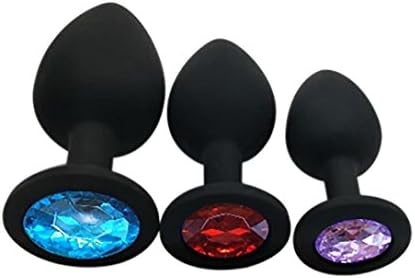 LeoTail 3 Pcs 3 Size Jeweled Luxury Silicone An-al Bu-tt Pl-ug Beginner Kit, Flirt Toys Soft Comfortable An-al Trainers for Men Women (Black)