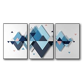 3 Piece Framed Canvas Home Artwork Decoration Abstract Mountain Canvas Wall Art for Living Room, Bedroom - 16"x24"x3 Panels