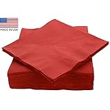 Amcrate Big Party Pack 50 Count Red Dinner Napkins Tableware- Ideal for Wedding, Party, Birthday, Dinner, Lunch, Cocktails. (7â€ x 7â€)