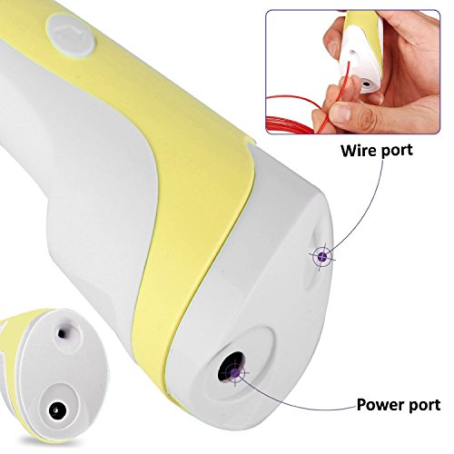 KSRplayer Upgraded Version ABS Filament Auto In/Out 3D Drawing Printing Magicpen Pen V2.0 With LED Free Filament For Children Printing Artist Drawing Doodler Automatic Feed /Out (Yellow)
