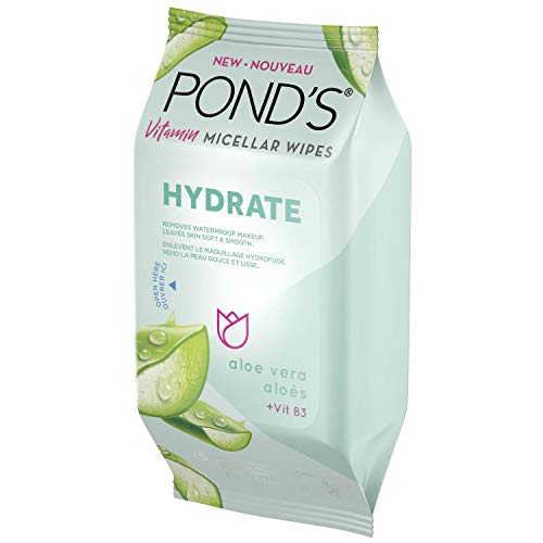 POND’S VITAMIN MICELLAR WIPES FOR DRY SKIN HYDRATE ALOE VERA REMOVES WATERPROOF MAKEUP 25 WIPES