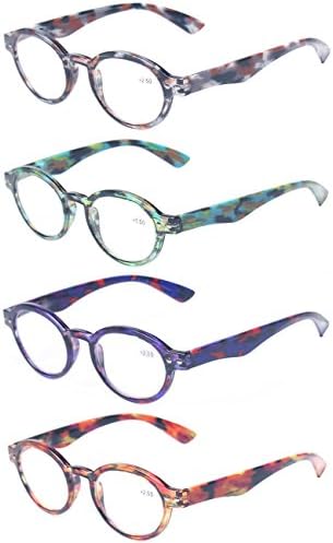 Reading Glasses 4 Pack Retro Round Frame Readers Great Value Quality Glasses