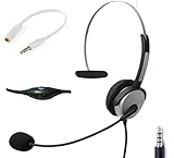 Voistek Wired Cell Phone Headset with Noise Canceling Boom Mic & Adjustable Headband for iPhone Samsung LG HTC Blackberry Huawei ZTE Mobile Phone & Smartphones with 3.5mm Headphone Jack (Mono H10DJ35)