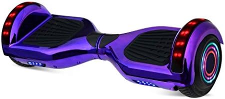 Hoveroid 6.5" Chrome Hoverboard Self-Balancing Scooter with Bluetooth Speaker LED Side Lights - 9mph Max Speed 264lbs Max Load UL2272 Certified Hover Board 250W Dual Motor (Chrome Purple)