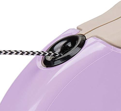 Guinzaglio per Cani Allungabile AMIGO SMALL, Guinzaglio per Cani Taglia Piccola fino a 15 Kg. Cordino max 5 m. Unico Pulsante per Blocco e Rilascio, Beige, Cover Viola