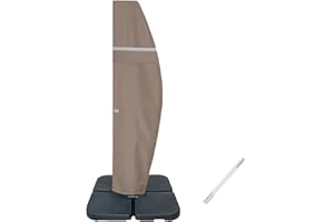 Garden Balsam Patio Umbrella Cover for 9FT to 11FT Offset Umbrella, Fade Resistant, Water Resistant, Curved Cantilever and Straight Pole Parasol Outdoor Umbrellas Cover with Zipper and Rod
