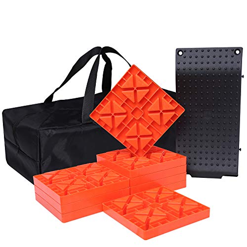 Homeon Wheels Camper Leveling Blocks, One Top Tire Saver Ramps and 9 Pack Interlocking Leveling