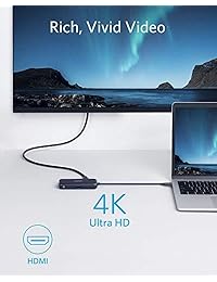 Anker USB C Hub, 3 en 1 Tipo C Hub, 4K USB C a HDMI Adapter, USB 3.0, con 60 W de suministro de energía Puerto de carga para MacBook Pro 2016 2017 2018, ChromeBook, XPS, y más (gris espacio)