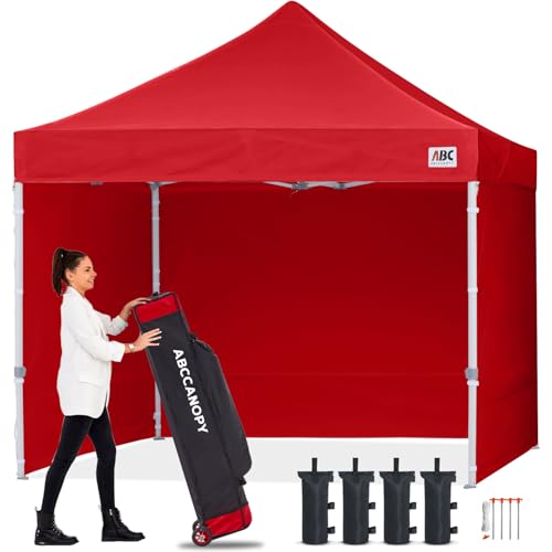 ABCCANOPY Pop-Up Pavillon Festival Sonnenschutz mit 4 Seitenteilen 3x3M Kommerzielle -Serien,rot