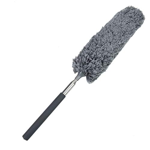 WEFOO Set of 3 Microfiber Duster Extendable Brush Washable Dusting Brush for Interior Roof, Ceiling Fan,Cobweb Duster, Cars-Wet or Dry Use,Bue Coffee And Rose Red