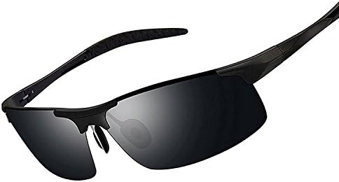 Men's Polarized Sunglasses Driving Riding Fishing Unbreakable Frame Fashion Glasses(Black)