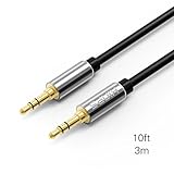 Audio Cable, Kinps®10FT/3M Gold-Plated Step Down Design Tangle-Free Stereo Male to Male 3.5mm Aux Cord for Apple, Android Smartphone, Tablet, MP3 Player and More 3.5mm-enabled Devices(10FT - Black)