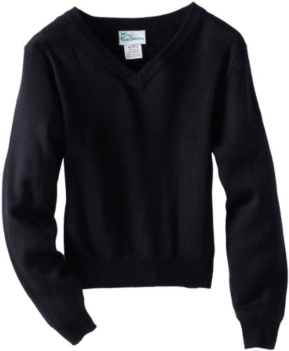 CLASSROOM Big Boys' Uniform Long Sleeve V-Neck Sweater, Black, Large