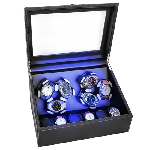 Watch Winder for Automatic Watches, Hightall Luxury Automatic Watch Case Box with Whisper-Quiet Motor, Anti-Scratch Memory Foam, Black 35 * 24 * 21Cm