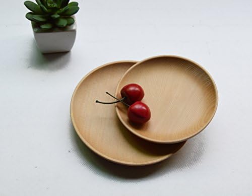 Refee Wooden Tableware Round Dessert Nuts Pastry Serving Plate Dish Tray Sets of 4-pieces (4.5"x0.8 ")