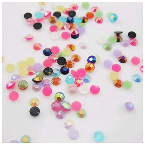 MajorCrafts 2000pcs 5mm ss20 Jelly AB Flat Back Round 14 Facets Resin Rhinestones Arts and Crafts Embellishment Gems (Mixed Jelly AB C56)
