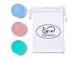 In Sync Fidgets Stress Ball - Squishy and Bouncy Tear Resistant Squeeze Fidget Toy - 3 Pack with Carrying Pouch - Durable - Helps Kids Adults with ADHD, Autism Anxiety Boredom - Fun to Play With