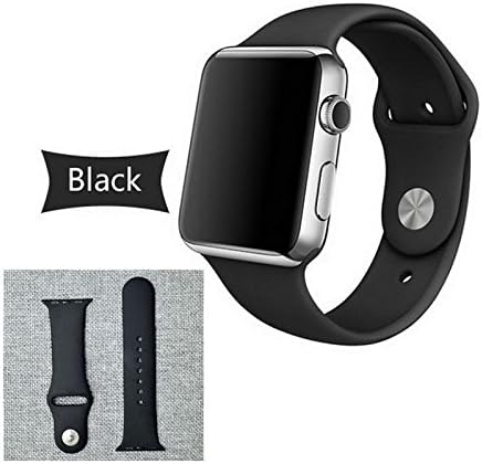 Idea-Promo -Apple Watch Replacement Band - Soft Silicone Replacement Sports Wristbands Straps for Apple Wrist Watch iWatch (38, Black)