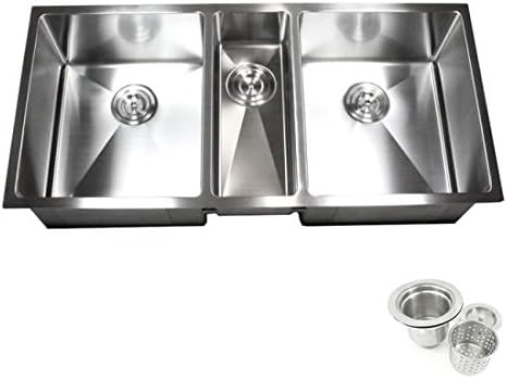 Contempo Living Inc 16-gauge Stainless Steel 42-inch 15-millimeter Radius Triple-bowl Undermount Kitchen Sink Combo
