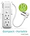 FosPower (2 Pack) 3-Outlet Mini Power Strip with 10inch Wraparound Extension Cord & 90 Degree Plug Adapter Wall Tap for Home Office & Travel (White)