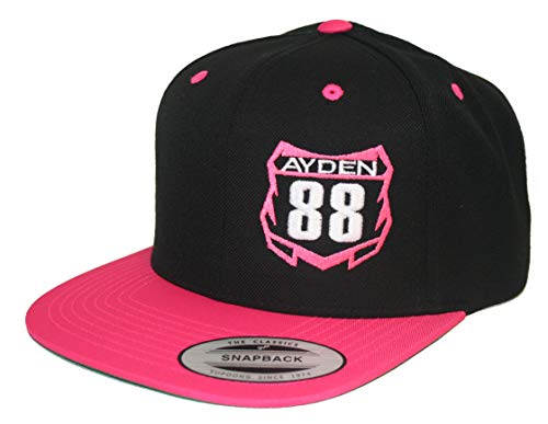 JUST RIDE Custom Personalized Motocross Number Hat Flat Bill Snapback (Pink/Black)