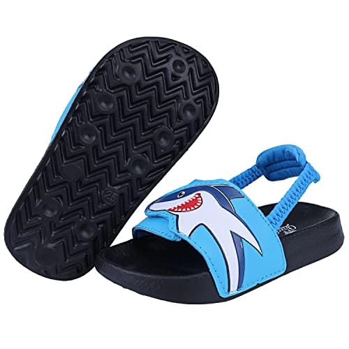 Badelatschen Kinder Jungen Badeschlappen Sommer Hausschuh rutschfest und Leicht Strand Slippers Karikatur Dusch Badeschuhe Weiche Flache Strand Sandalen 27 Blau 6