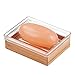 InterDesign Formbu Bath Collection, Soap Dish, Natural Bamboo/Clear