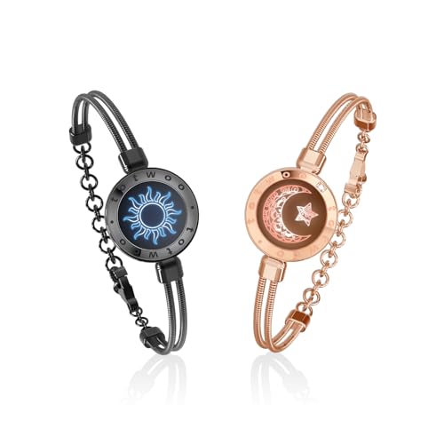 TOTWOO Touch Bracelets for Couples, Vibration & Light up for Love Couples Long Distance Relationship Gifts for Girlfriend Bluetooth Pairing Jewelry