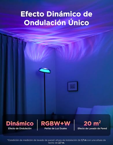 Govee Floor Lamp with Three Independent Zones RGBIC, Floor Lamp with Wavy Lighting, Compatible with Matter and Alexa, 80+ Scene Modes, 1000lm, 2700-6500K, Ideal for Living Room and Bedroom