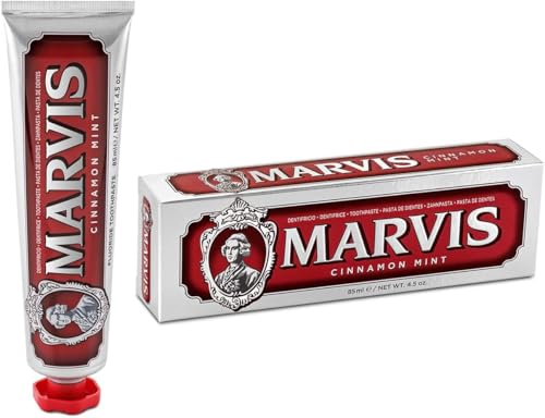 Marvis Dentifrice Menthe-Cannelle, 85ml, Dentifrice aromatisé, Aide à éliminer la plaque dentaire et promouvoir des gencives saines, Fraîcheur durable