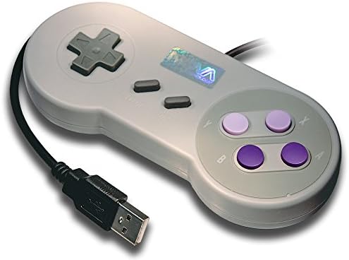 NovaTek Classic SNES Super Nintendo USB Retro Gaming Controller/Gamepad for PC /Linux/Mac/RaspberryPi/Arcade/Emulators (Purple Buttons)