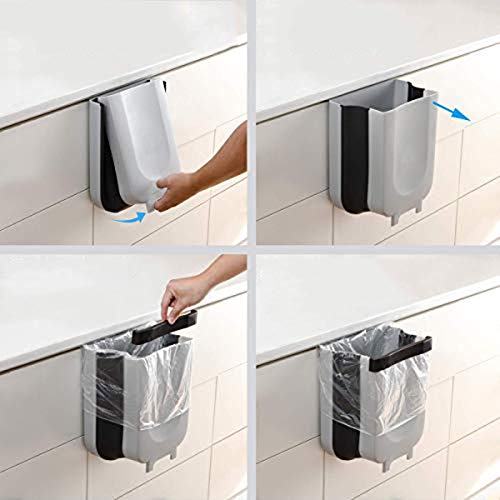 Kitchen Hanging Trash Can, Collapsible Trash Bin Small Compact Garbage