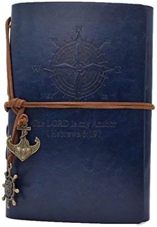 GOORCC Vintage Refillable Journey Diary, Leather Travel Notebook with Blank Pages (Deep Blue)