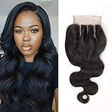 Brazilian Boby Wave 4x4 Three Part Lace Closure Virgin Human Hair 100% Unprocessed Human Hair Frontal with Baby Hair Frontal Closures Natural Color 10 Inc (10''4X4 closure, Body Wave)